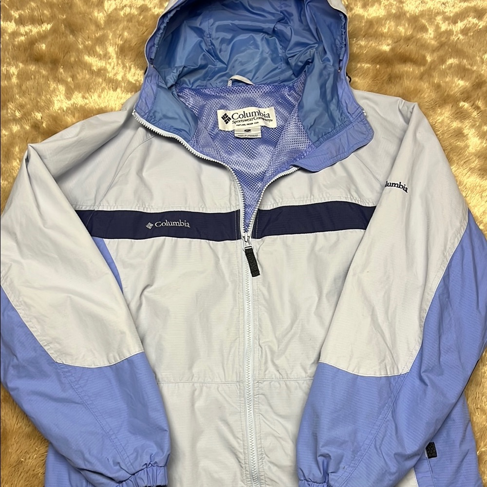 Columbia Women Blue Jacket Full Zipper Packable XL Spring